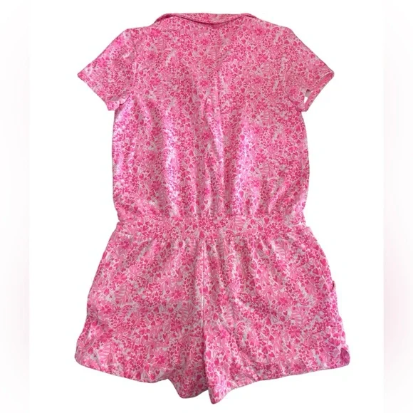 Lilly Pulitzer Short Sleeve Hot Pink Button Up Jorgie Shorts Romper Women’s Sm - Picture 3 of 13